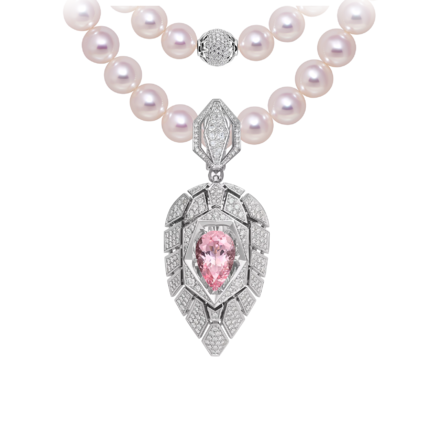 Подвес с морганитом и бриллиантами, белое золото 1