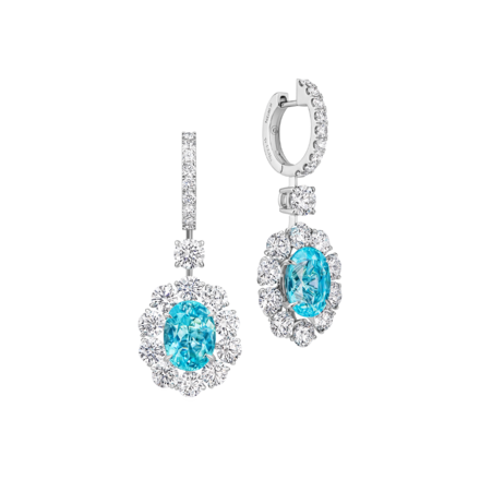 Серьги с турмалинами параиба и бриллиантами, белое золото 1