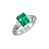 Кольцо с изумрудом и бриллиантами, белое золото, н.керамика