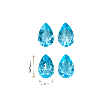 Сет из четырех аквамаринов, Груша, 4 шт. 5,7ct 3