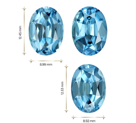 Сет из трёх аквамаринов, Овал 2 шт. 7,51 ct / 1 шт. 3,52 ct 3