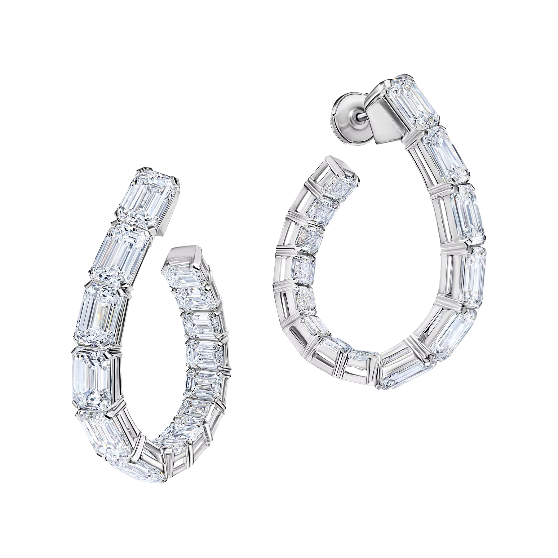 Пусеты с бриллиантами, белое золото