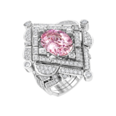 Кольцо с морганитом и бриллиантами, белое золото