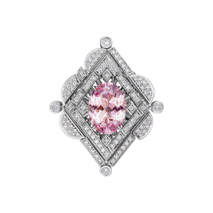 Кольцо с морганитом и бриллиантами, белое золото 2