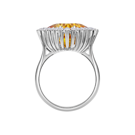 Кольцо с желтым сапфиром и бриллиантами, белое золото 3