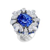 Кольцо с сапфирами и бриллиантами, белое золото