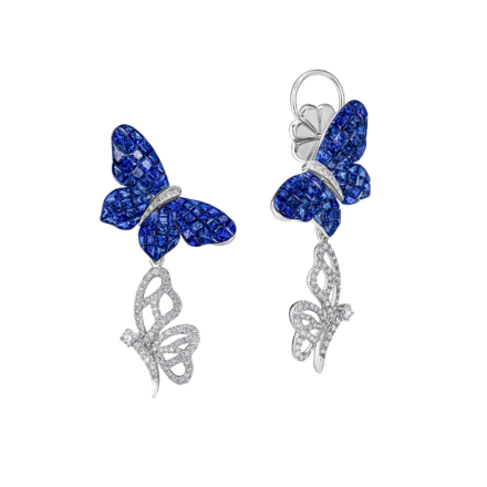 Серьги с сапфирами и бриллиантами, белое золото 1