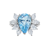 Кольцо с аквамарином и бриллиантами, белое золото