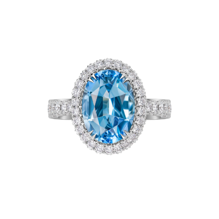Кольцо с аквамаринами и бриллиантами, белое золото 2