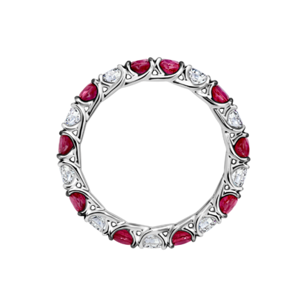 Кольцо с рубинами и бриллиантами, белое золото 3