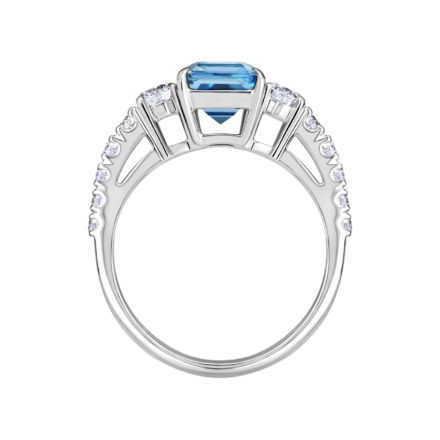 Кольцо с аквамарином и бриллиантами, белое золото 3
