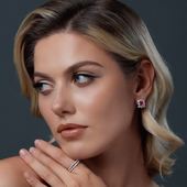 Серьги со шпинелью и бриллиантами, белое золото