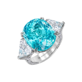 Кольцо с турмалином параиба и бриллиантами, белое золото