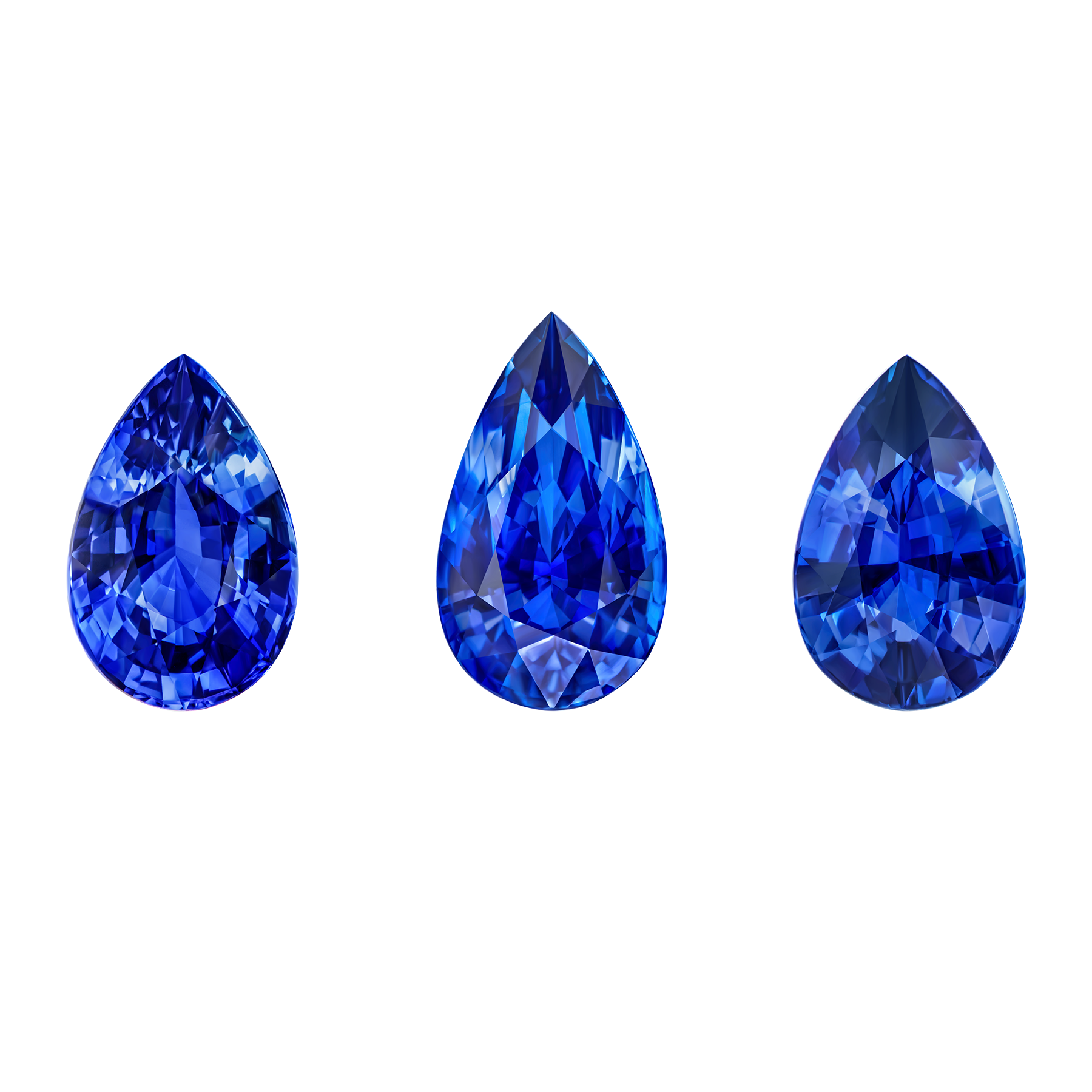 Сет из трех сапфиров, Royal Blue, Sri lanka, Груша, 4,18 ct, 4,1 ct и 6,81 ct