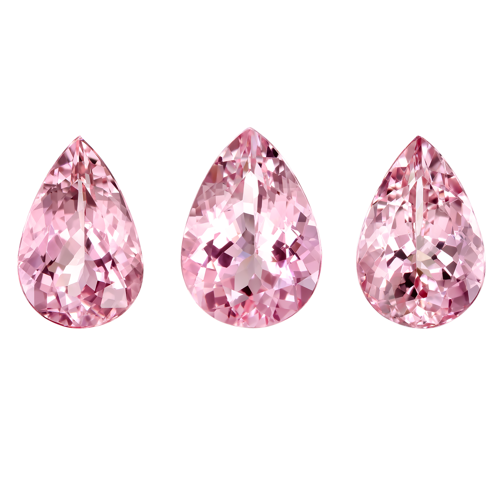 Сет из трех морганитов, Груша, 6,18, 6,52 и 5,82 ct