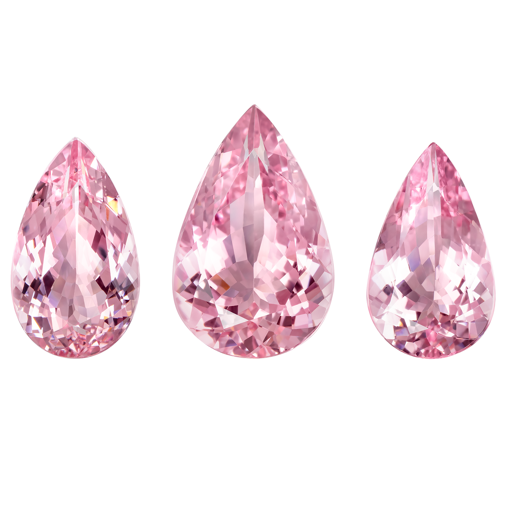 Сет из трех морганитов, Груша, 8,84, 14,34 и 7,2 ct