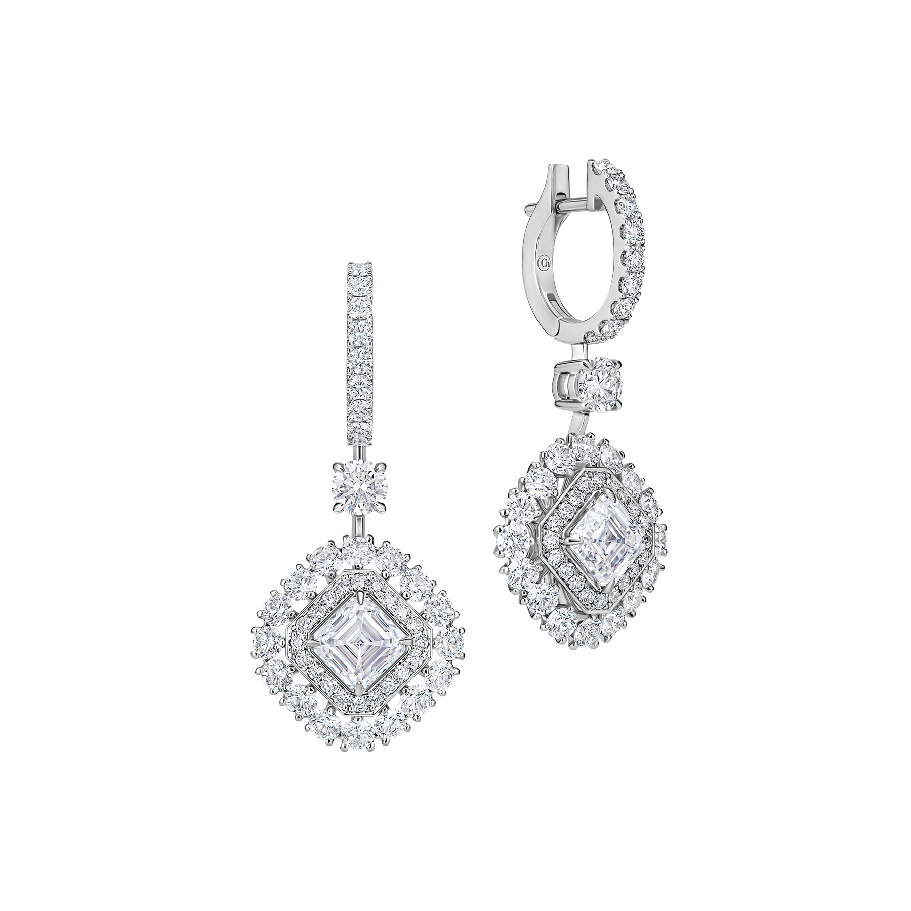 Серьги с бриллиантами, белое золото