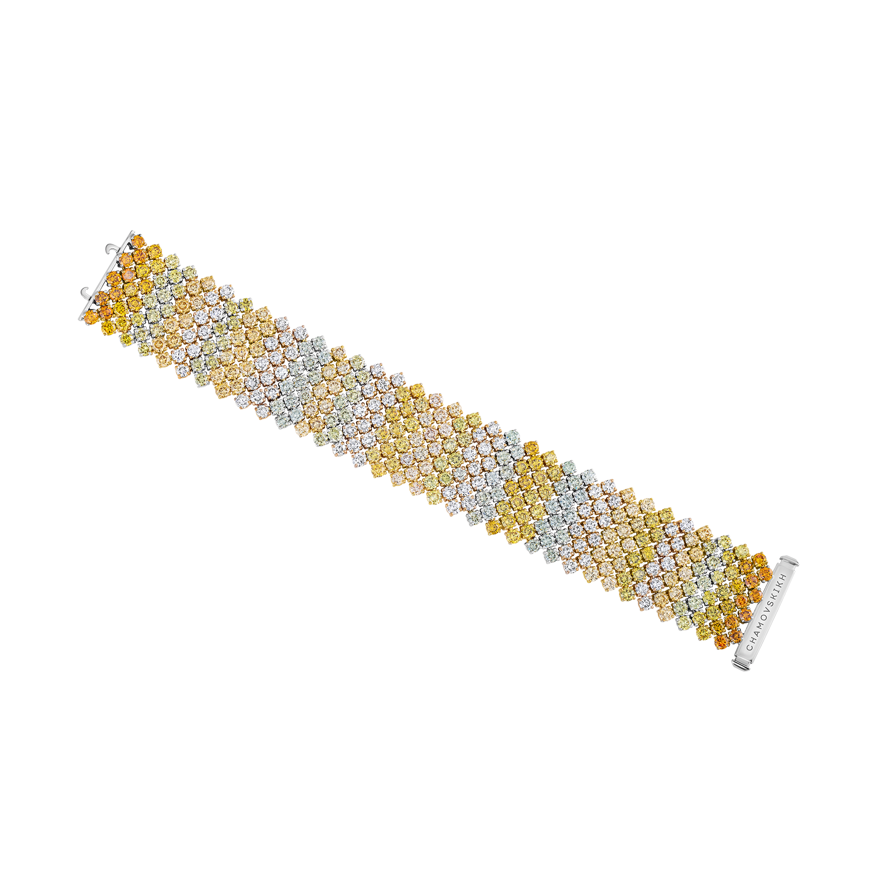 Браслет с бриллиантами, белое, желтое и розовое золото