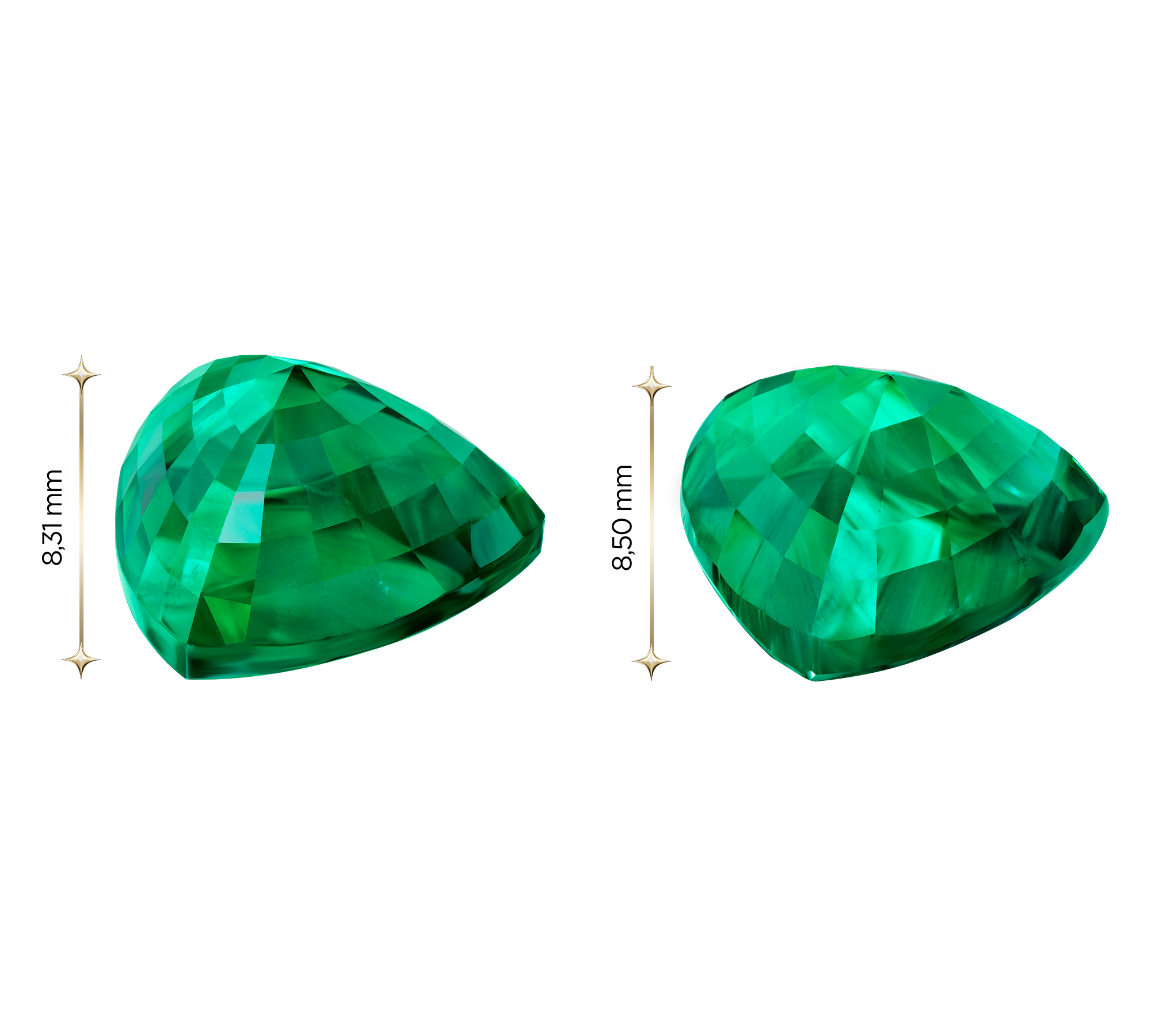 Сет из двух изумрудов ZAMBIA, Триллион, 8,84ct /9,06ct