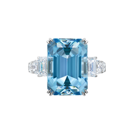 Кольцо с аквамарином и бриллиантами, белое золото 2