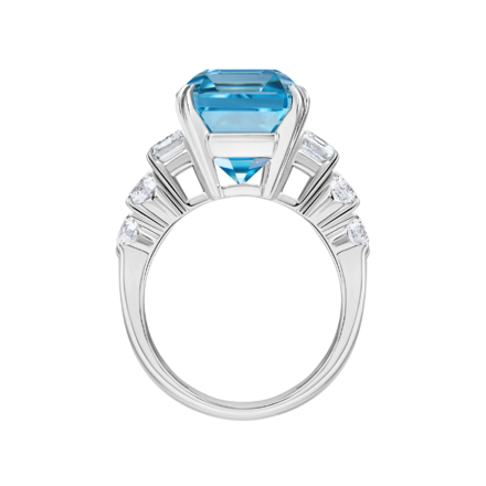 Кольцо с аквамарином и бриллиантами, белое золото 3