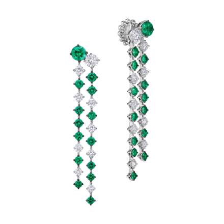 Серьги с изумрудами и бриллиантами, белое золото 1