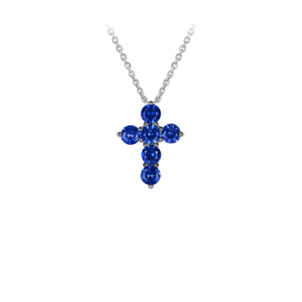 Колье с сапфирами и бриллиантом, белое золото 1