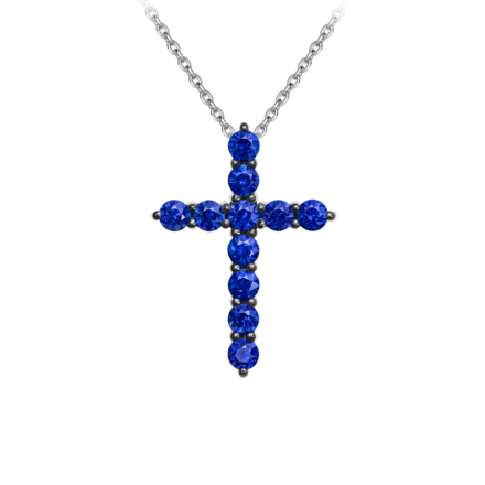 Колье с сапфирами и бриллиантом, белое золото 1