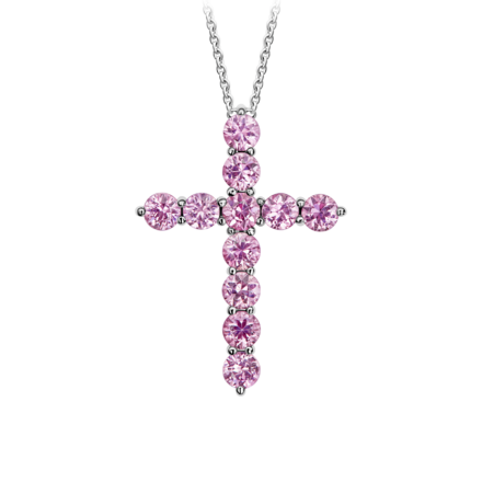 Колье с розовыми сапфирами, белое золото 1