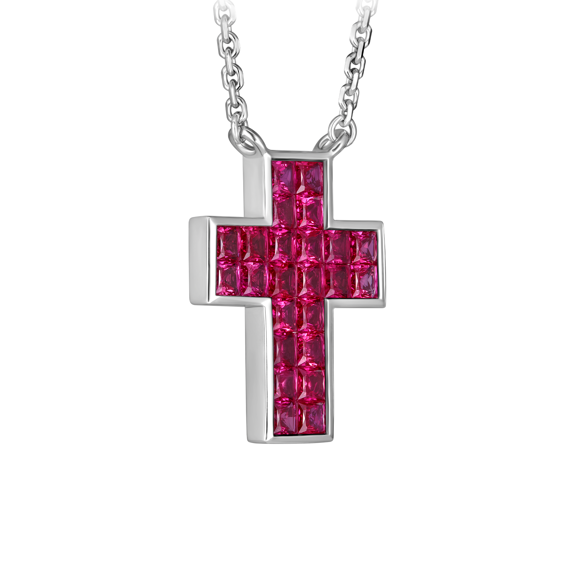 Колье-подвес с рубинами, белое золото