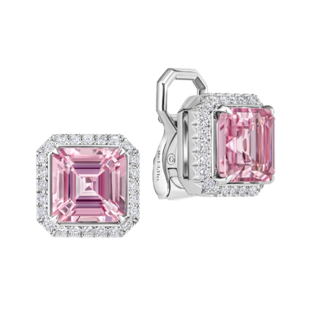 Серьги с морганитами и бриллиантами, белое золото 1