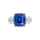 Кольцо с сапфиром и бриллиантами, белое золото