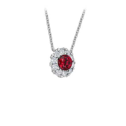 Колье с рубином и бриллиантами, белое золото 2