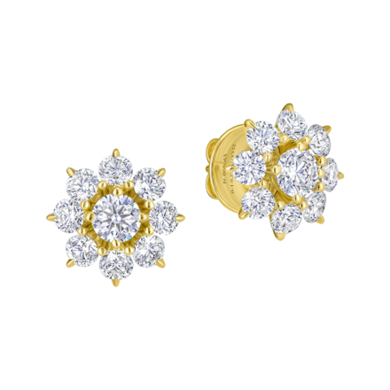 Пусеты с бриллиантами, желтое золото 1