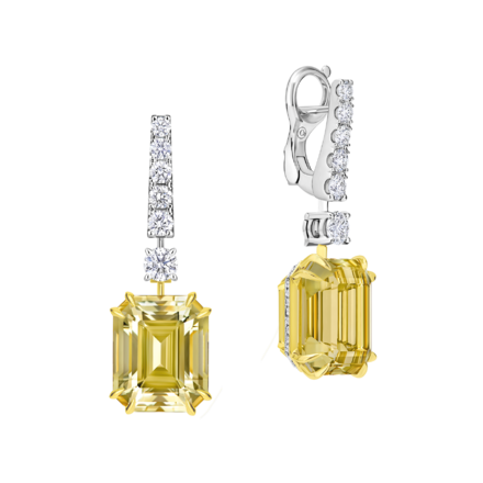 Серьги с гелиодорами и бриллиантами, белое золото 1