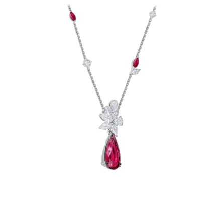 Колье с турмалинами рубеллитами, рубинами и бриллиантами, белое золото 2