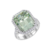 Кольцо с бериллом и бриллиантами, белое золото