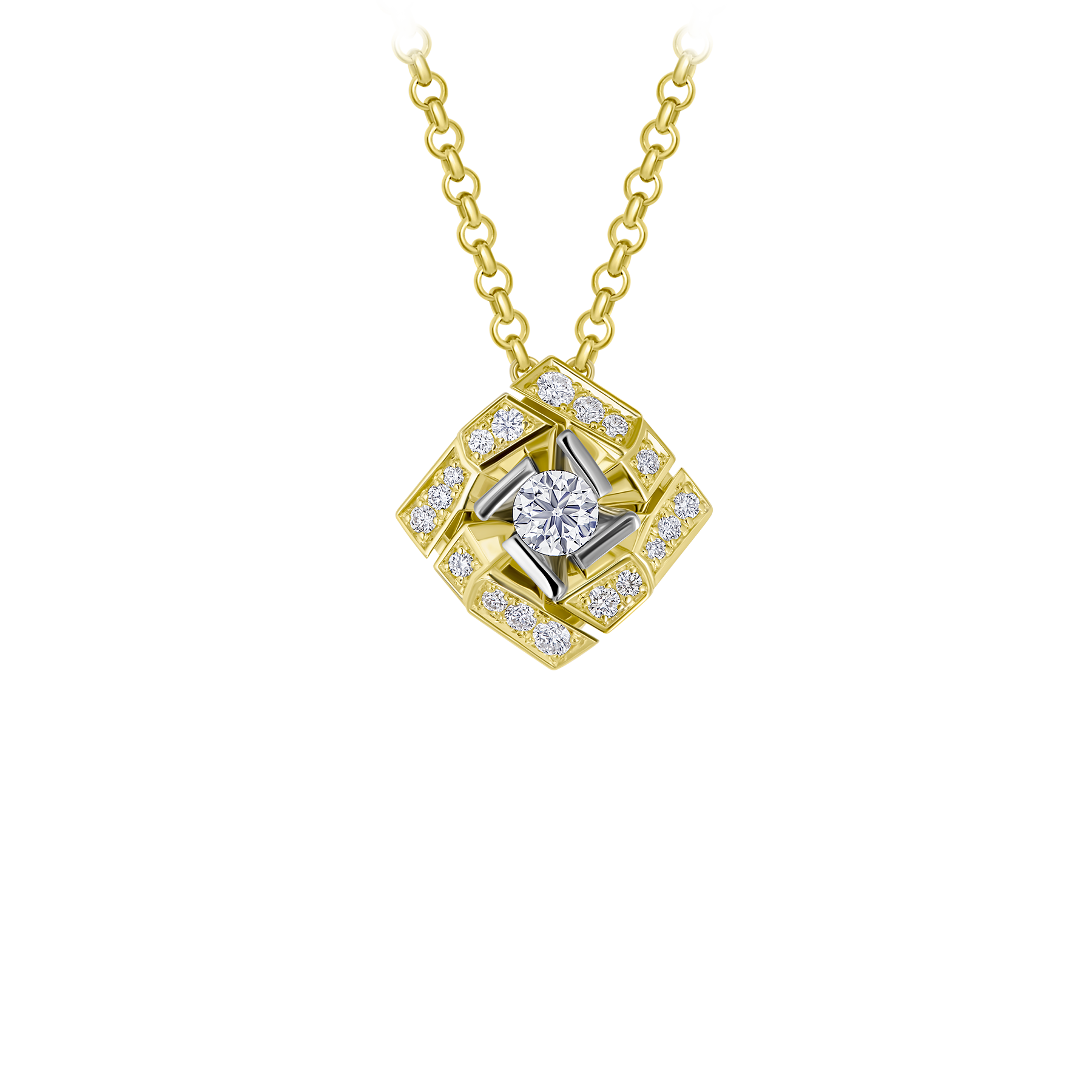 Колье с бриллиантами, желтое золото, нанокерамика