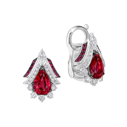 Серьги с рубинами и бриллиантами, белое золото 1