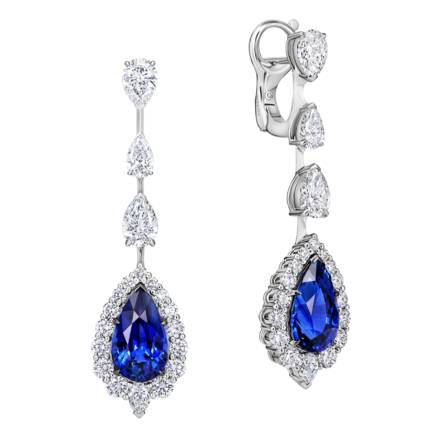 Серьги с сапфирами и бриллиантами, белое золото 1