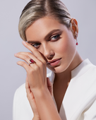 Серьги с рубинами и бриллиантами, белое золото