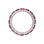 Кольцо с рубинами и бриллиантами, белое золото