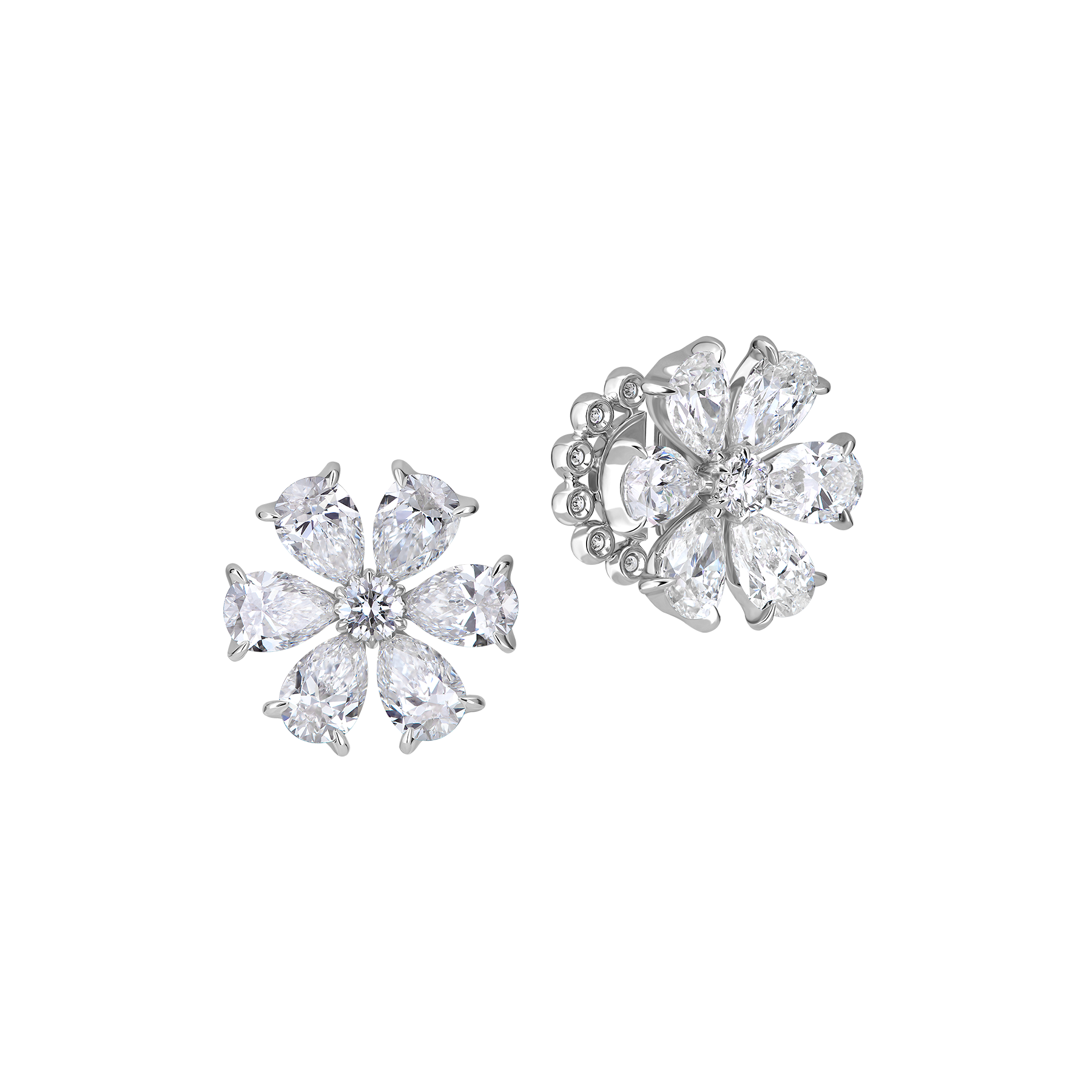 Пусеты с бриллиантами, белое золото