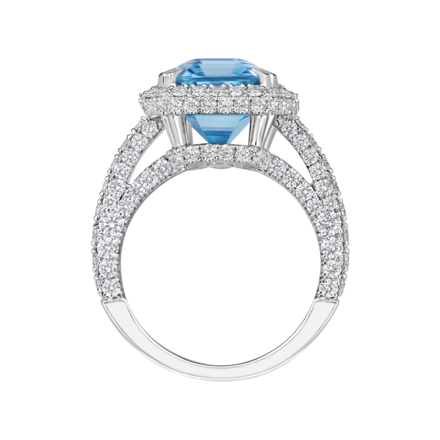 Кольцо с аквамарином и бриллиантами, белое золото 3