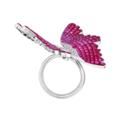 Кольцо с рубинами и бриллиантами, белое золото