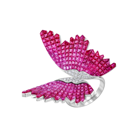 Кольцо с рубинами и бриллиантами, белое золото 1