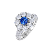 Кольцо с сапфиром и бриллиантами, белое золото