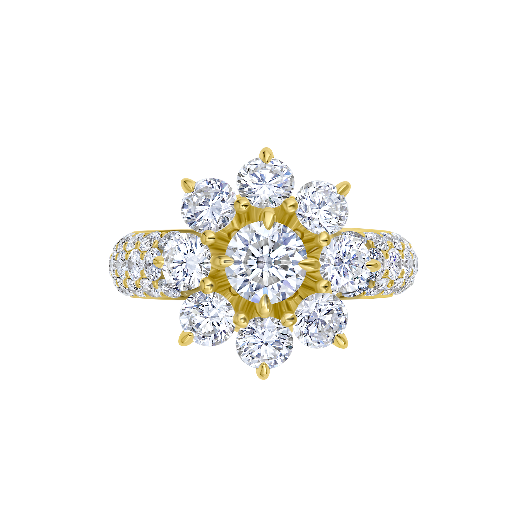 Кольцо с бриллиантами, жёлтое золото