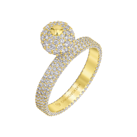 Кольцо с бриллиантами, желтое золото 1