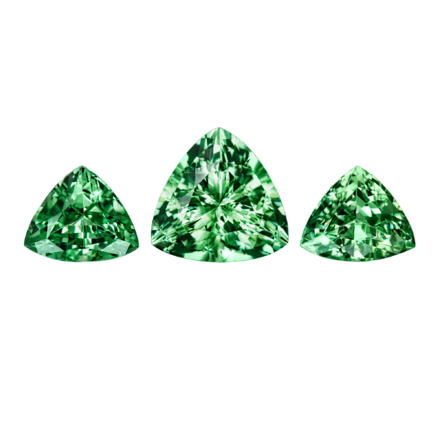 Сет из трех цаворитов, Триллион, 2 - 9,36ct и 8,40ct 1